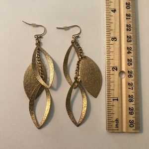 Large 3"+ Gold Tone Textured Earrings - Never Worn - Lightweight
